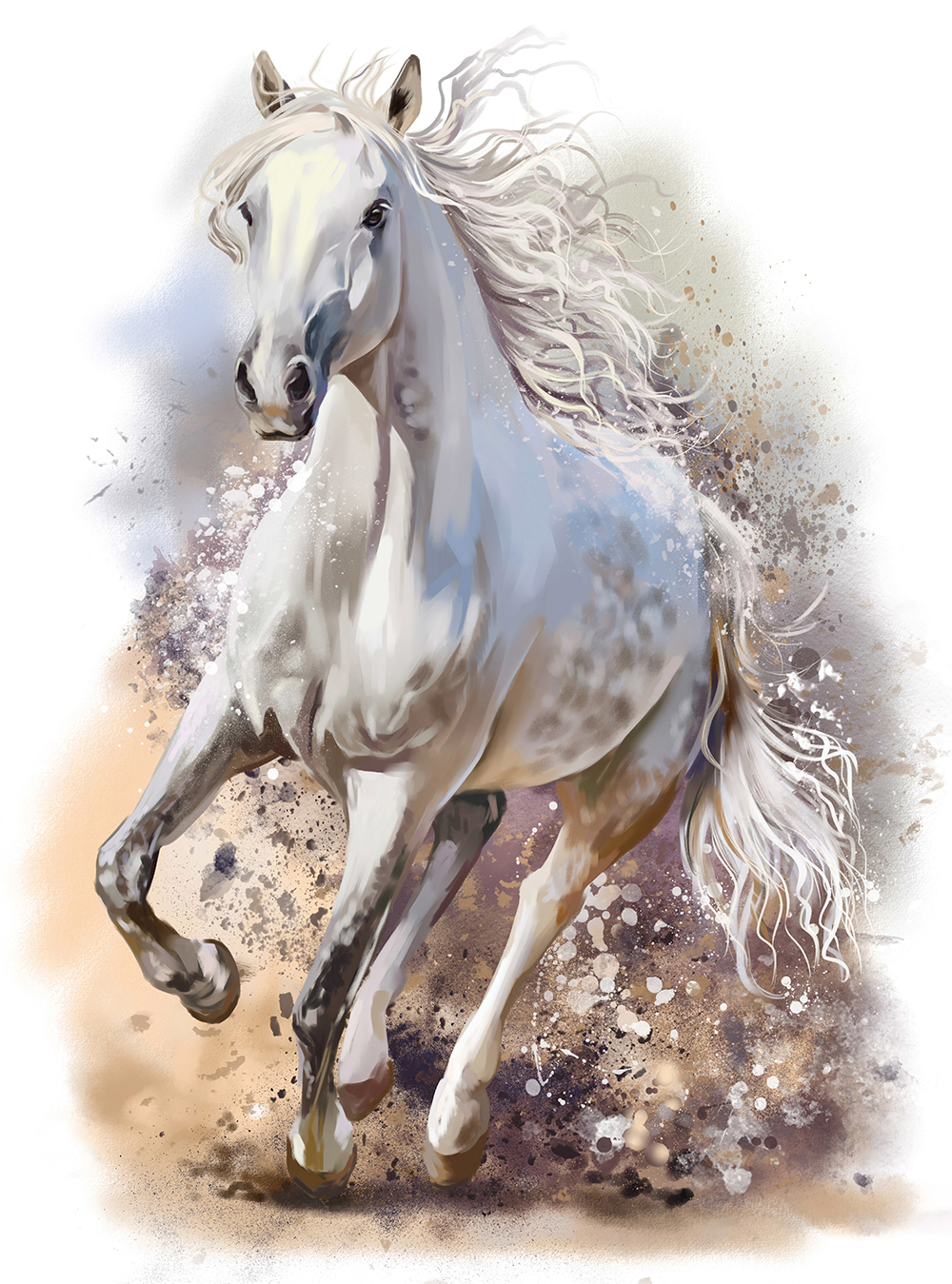 Фотообои Белый конь живопись Н-034 (2,0х2,7 м), Дивино Декор 1