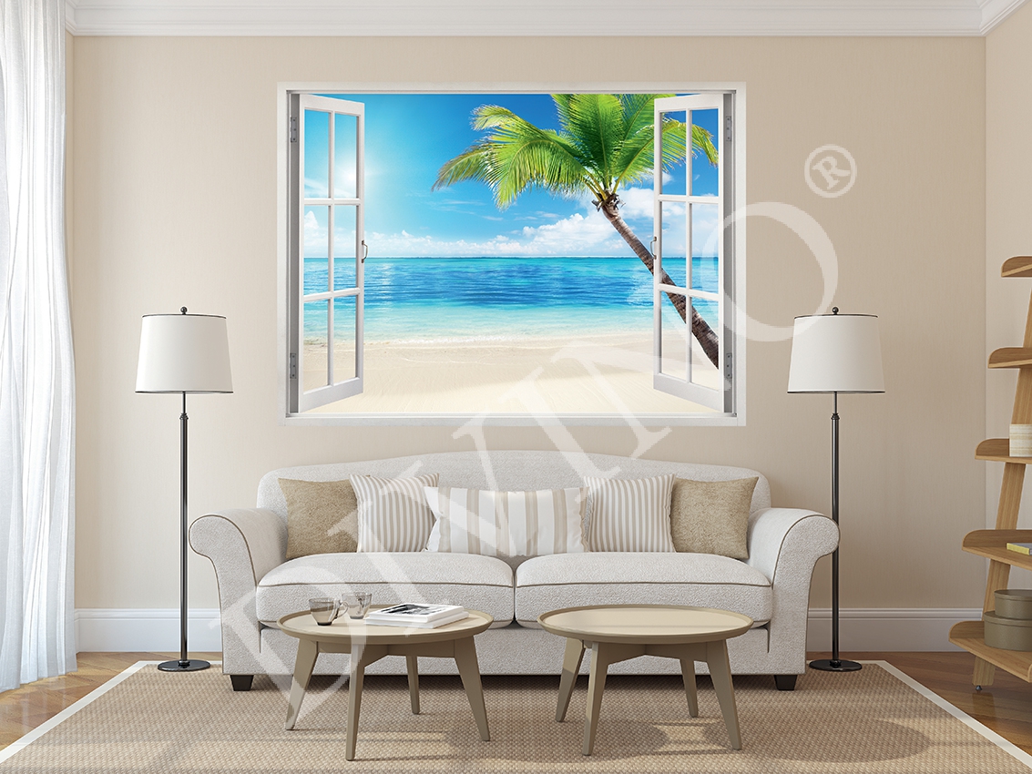 Фотообои Окно на пляж B-100 (2,0х1,47 м), Дивино Декор 2
