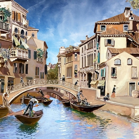 Фотообои Канал Венеции живопись H-032 (3,0х1,47 м), Дивино Декор 1