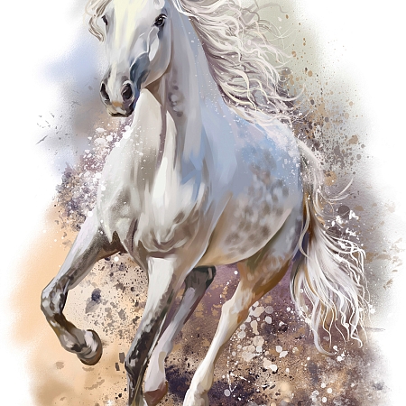 Фотообои Белый конь живопись Н-034 (2,0х2,7 м), Дивино Декор