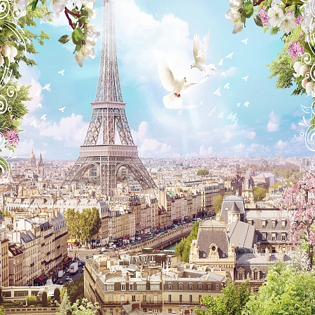 Фотообои Голуби над Парижем Н-003 (2,0х2,7 м), Дивино Декор